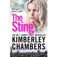 "The Sting" book by Kimberley Chambers, featuring a woman's face and cityscape background.