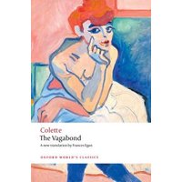 Paperback book "The Vagabond" by Colette, cover art of abstract woman with red hair on a colorful background.