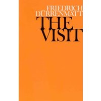 Orange book cover titled "The Visit" by Friedrich Dürrenmatt in bold black text.