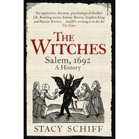 "The Witches" book cover, features a black illustration of a horned figure surrounded by people, set against a textured background.