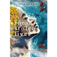 "These Stolen Lives" book cover with a stone face, ocean waves, and red boats.