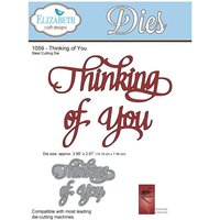 "Red 'Thinking of You' steel cutting die with elegant script font, compatible with most die-cutting machines"