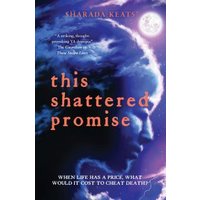 Book "This Shattered Promise" with a cosmic-themed cover featuring a profile of a face against a starry sky.