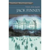 "Time and Again book by Jack Finney, cover with blurred figures and a historic building in blue tones."