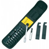 Topeak Ratchet Rocket Lite DX toolset with silver ratchet, bits, and black case with yellow label and tire levers.