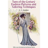 "Turn-Of-The-Century Fashion Pattern book with vintage illustration of woman in gray dress and floral background"