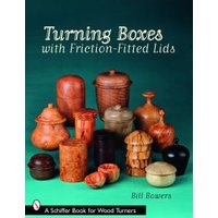 Book cover featuring various wooden turned boxes with friction-fitted lids on a green background.
