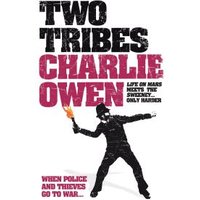 "Two Tribes book cover with bold black and red text, silhouette of a man holding a Molotov cocktail."