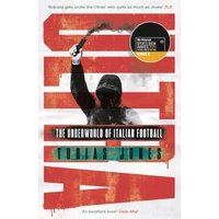 Book cover of "Ultra" featuring a masked figure holding a flare, with bold red text and subtitle about Italian football.