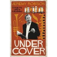 "Book cover 'Under Cover' by Jeremy Robson, features author holding a book, orange background with musical instruments."