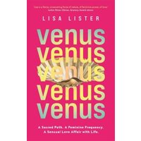 "Pink book cover titled 'Venus' by Lisa Lister with yellow text and abstract design."