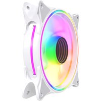 White VIDA Infinity 120mm reverse blade processor fan with RGB lighting and sleek circular design.
