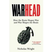 "Book titled 'Warhead' by Nicholas Wright, featuring a brain-shaped grenade on the cover."