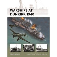 "Book 'Warships at Dunkirk 1940' with illustrated warship scenes and aircraft, published by Bloomsbury Publishing PLC"