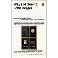 "Book 'Ways of Seeing' by John Berger, beige cover with four framed images: horse, clock, jug, and landscape."