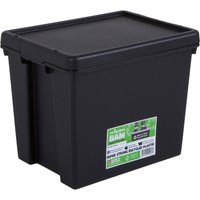 Black Wham recycled storage box with lid, 24L capacity, rectangular shape, green label on front.