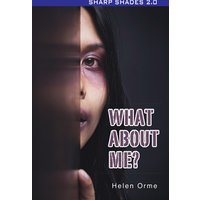 "What About Me?" book with a woman's face partially visible behind a door, dark background, by Helen Orme.
