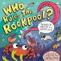 "Children's book 'Who Rules the Rockpool?' with cartoon crab, fish, and octopus in an underwater scene."