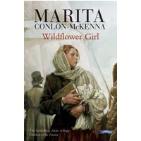 "Book 'Wildflower Girl' by Marita Conlon-McKenna, cover shows a girl in a shawl holding a book in a historical setting"
