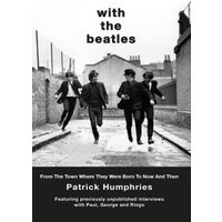 Black and white book cover "With The Beatles" showing four people running down a street.