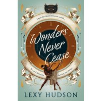 "Wonders Never Cease" book by Titan Books Ltd, teal cover with clock, owl, and dancing couple illustration.