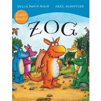 Children's book "Zog" with colorful dragon illustrations and orange dragon on cover.