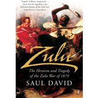 "Book titled 'Zulu' by Saul David, featuring historical battle scene with warriors and shields on the cover."