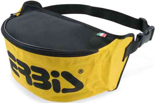 Yellow Acerbis fanny waist pack featuring a black zippered top, adjustable strap, and bold black logo, made from durable material for convenience and style.