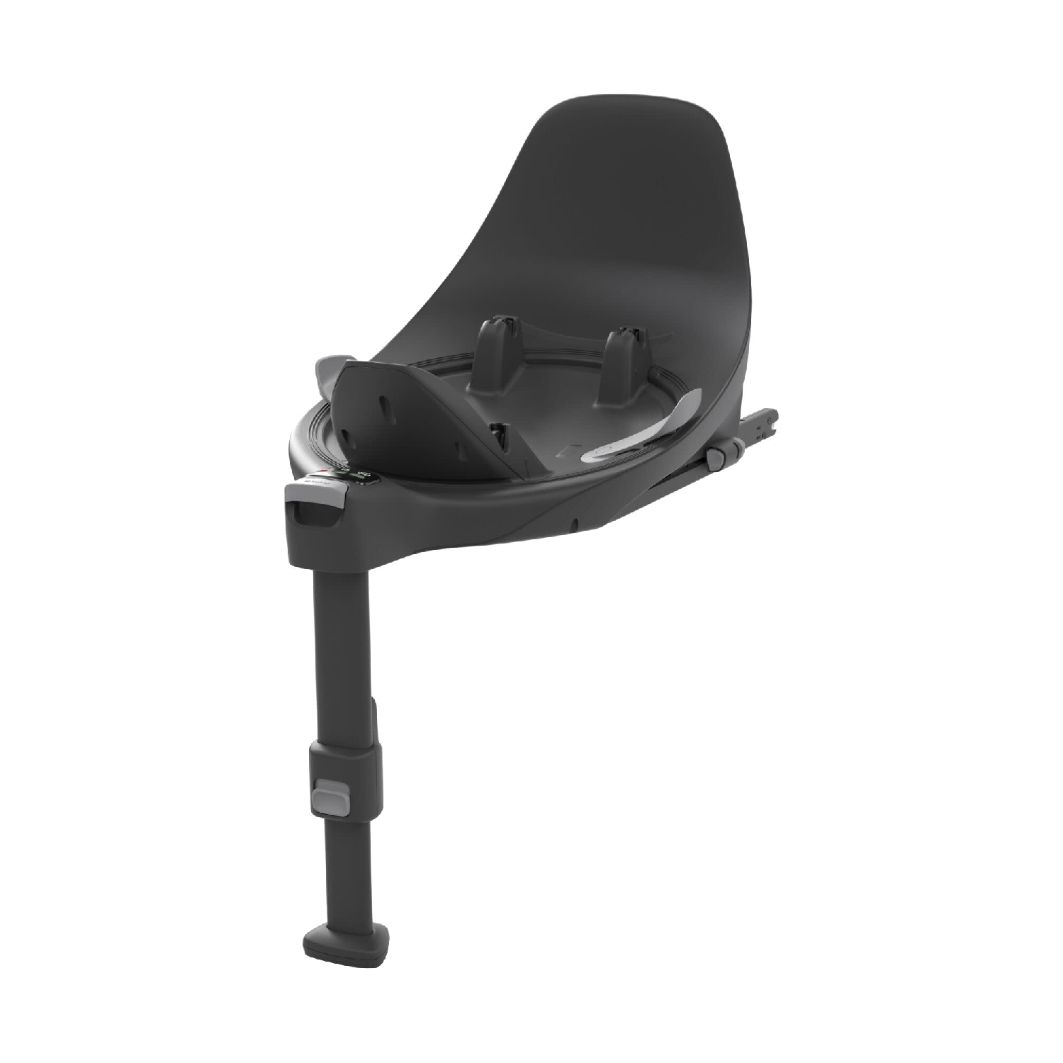 Cybex Isofix Base T in black plastic, featuring a sleek design with adjustable support leg and secure Isofix connectors for easy car seat installation.