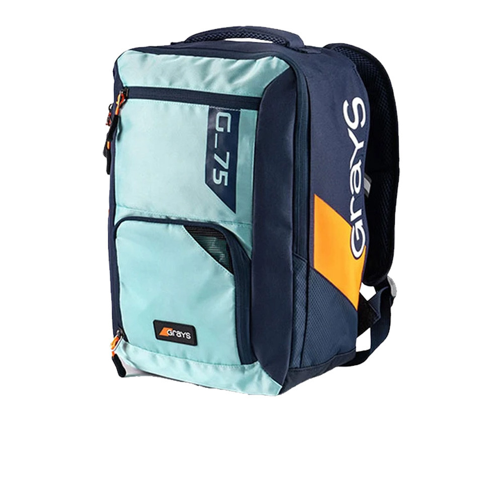 Black rucksack with Grays logo, featuring a large main compartment, front zip pocket, padded shoulder straps, and a durable, water-resistant material.