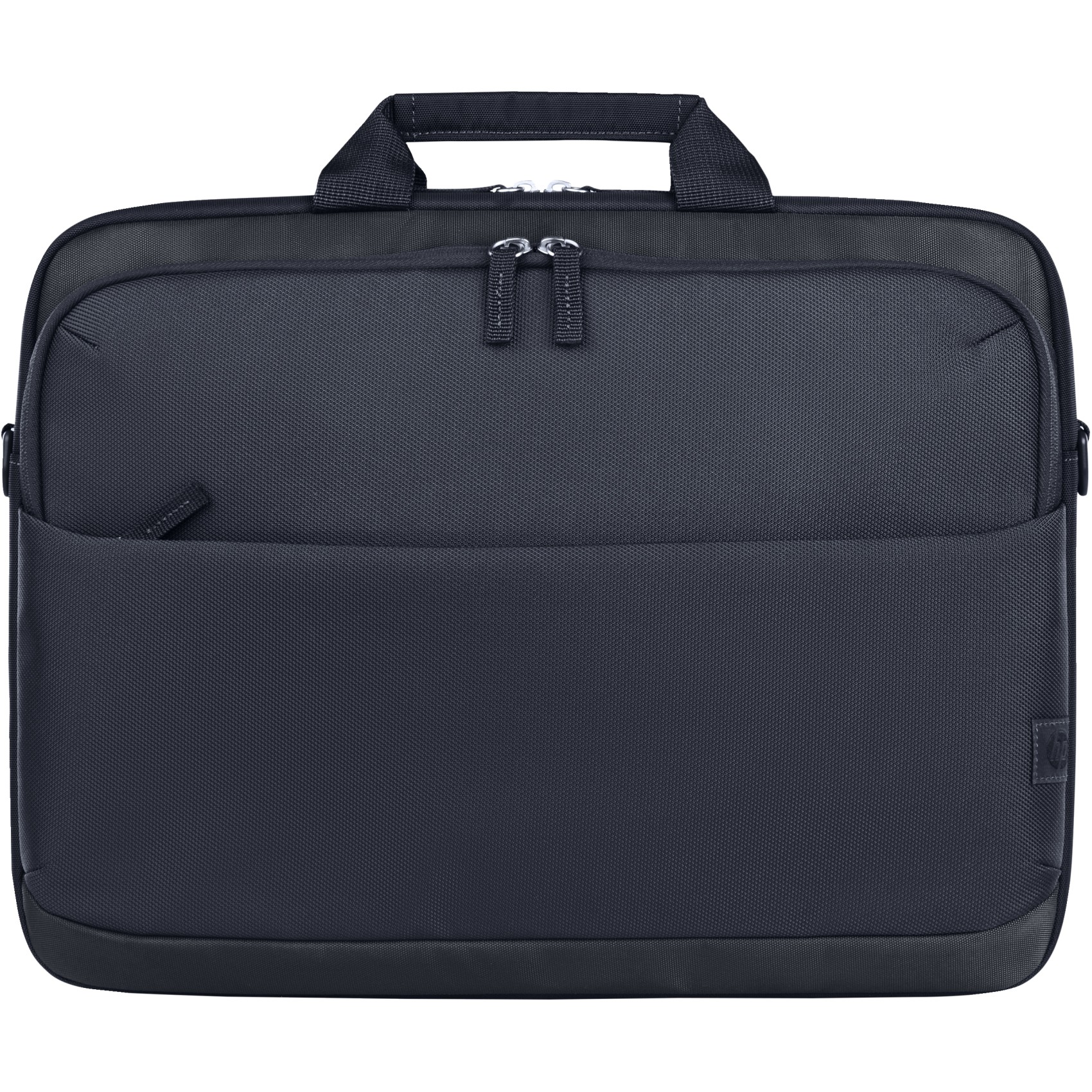 Gray HP Everyday 16 laptop bag featuring a sleek design, dual zippered compartments, sturdy handles, and a durable fabric exterior.