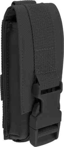 Black MOLLE multi pouch bag by Brandit, made of durable material, featuring a secure buckle closure and a compact design suitable for men.