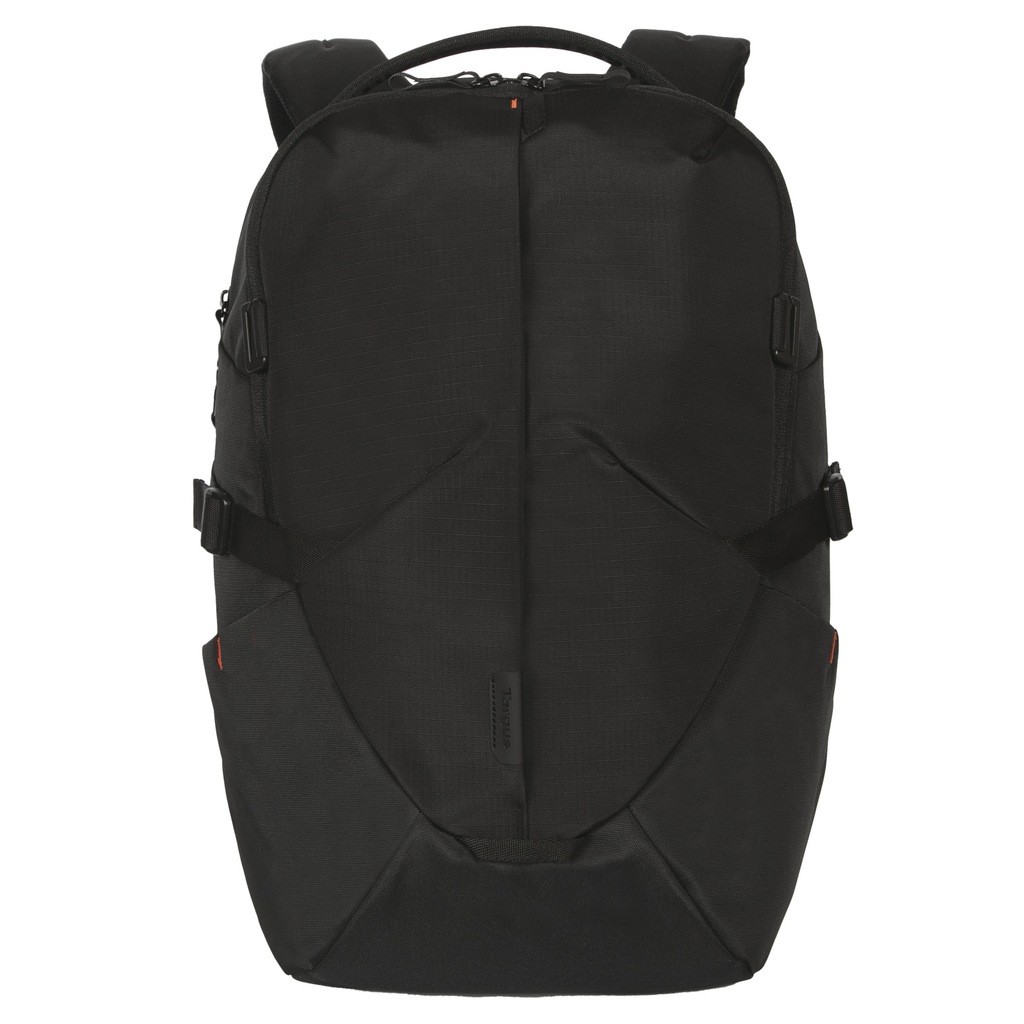Black 15-16” Terra EcoSmart® Backpack by Targus features a sleek design, durable fabric, adjustable straps, and a top handle for easy carrying.