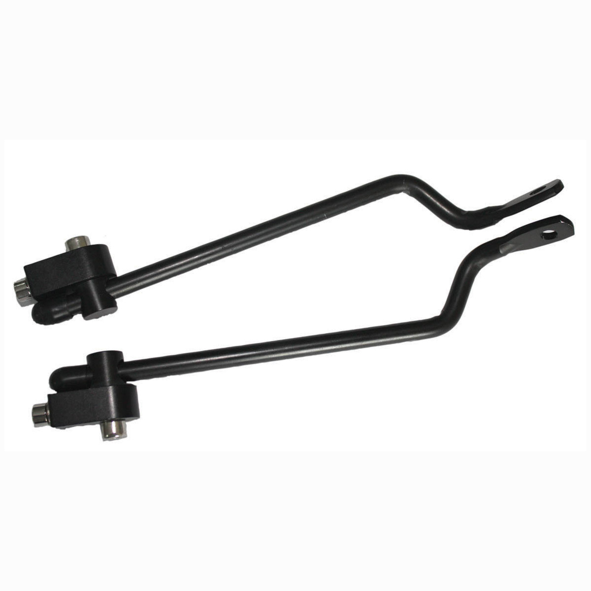 Black Tortec rack fittings made of durable metal, featuring a curved design with mounting points for easy installation.