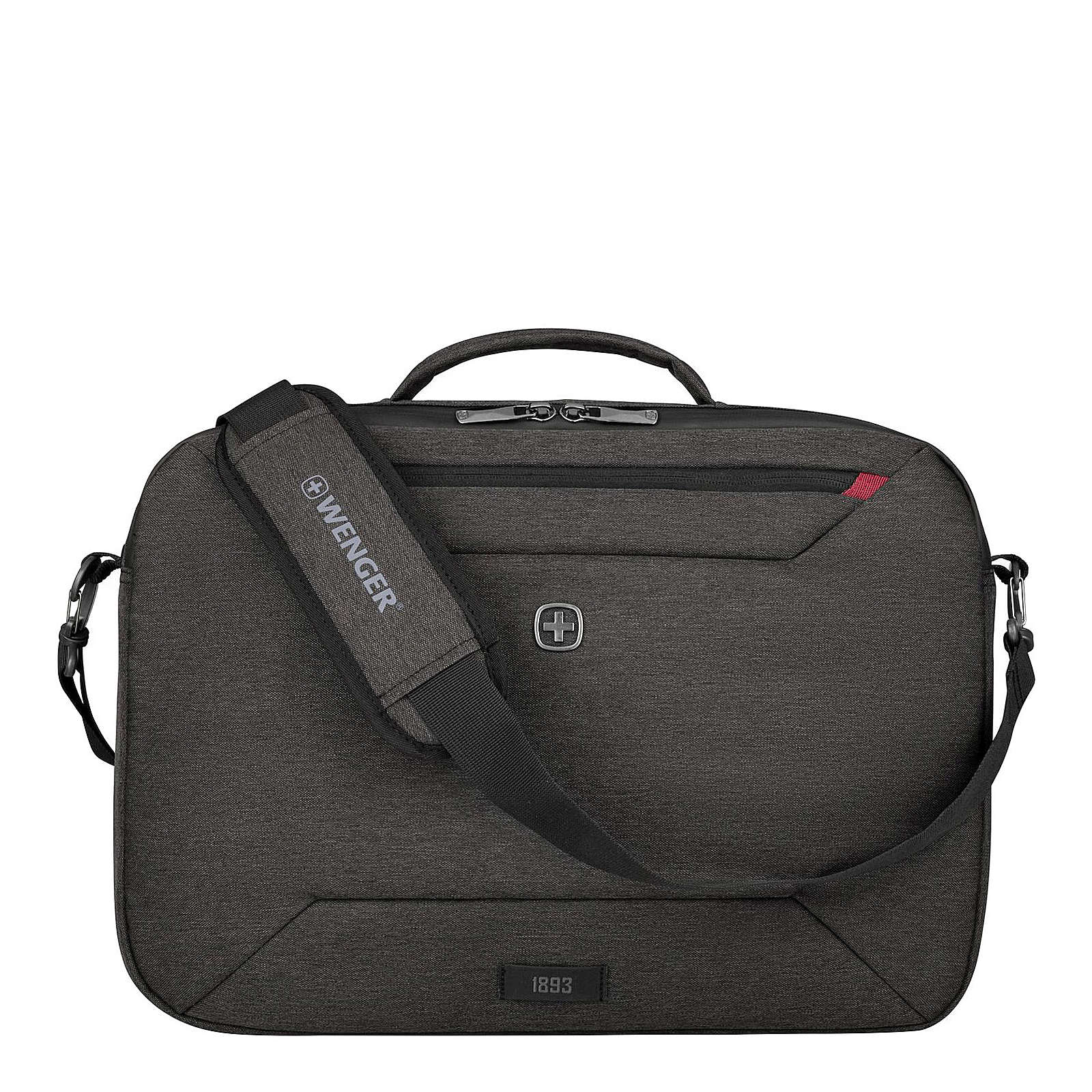 Grey Wenger/SwissGear MX Commute backpack features a durable fabric, adjustable shoulder straps, a top handle, and multiple compartments for organization.