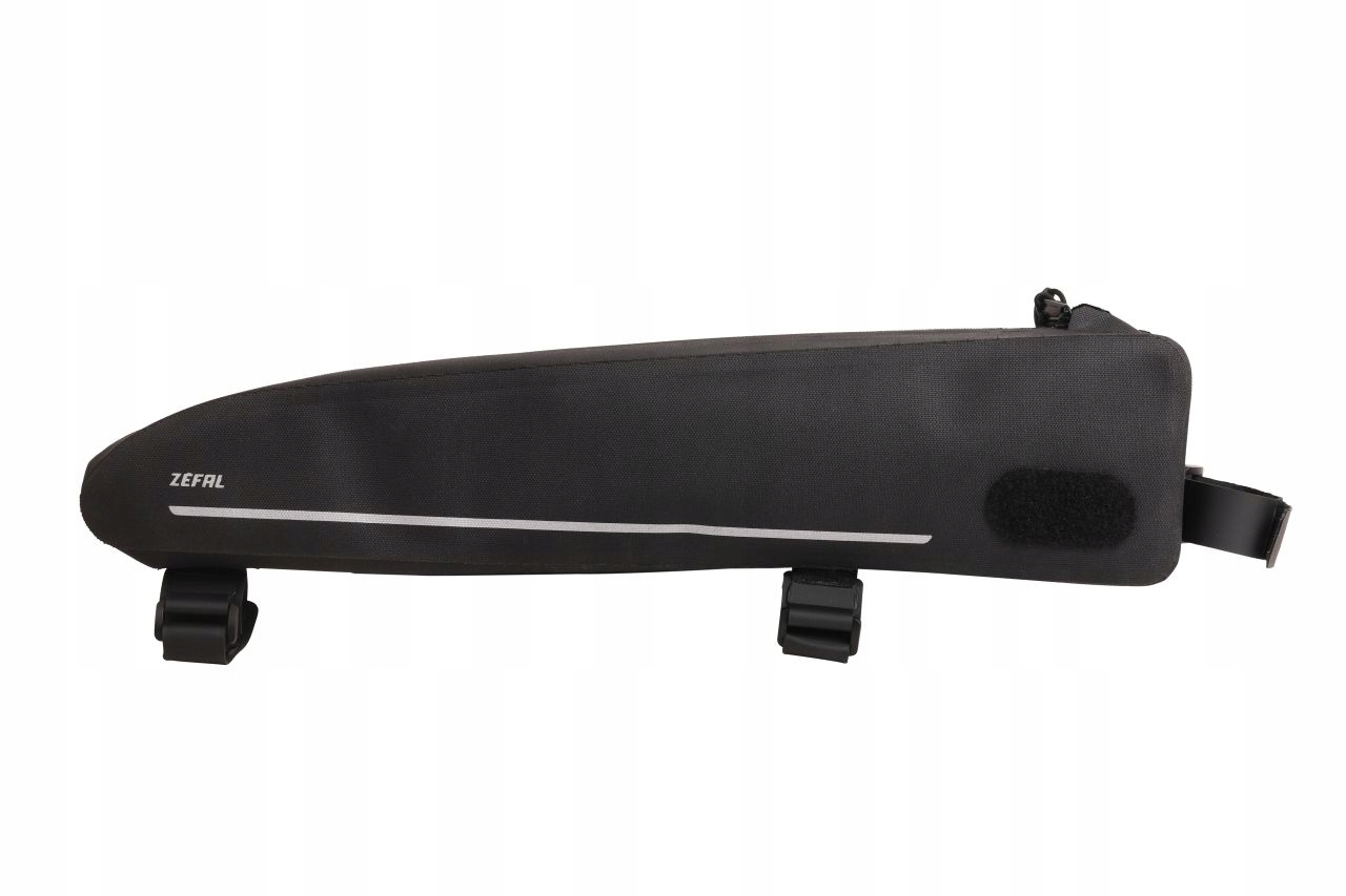 Black Zefal Z Adventure T3 top tube bag featuring a sleek design, durable material, a zippered closure, and adjustable straps for secure attachment to a bicycle frame.
