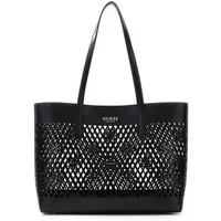Black Guess Letty 2 in 1 women's handbag with cutout lattice design and dual handles.