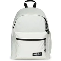 White Eastpak Athleish Pak'r backpack with black zippers, front pocket, and top handle.