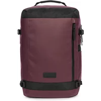 Maroon Eastpak Tecum K91D backpack with black accents, front zipper pocket, and top handle.
