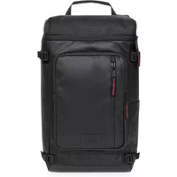 Black Eastpak Tecum K93D backpack with top handle, front zip pocket, and side clips.