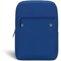 Blue Lipault Square backpack with front zipper pocket and two button accents.