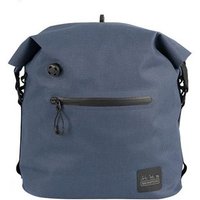 Blue Brompton Borough roll-top bag, 9L, with front zip pocket, adjustable straps, and waterproof material.
