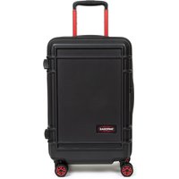 Black Eastpak cabin trolley spinner suitcase with red handle and wheels, 55x35x23 cm, featuring Resist'r Zip design.