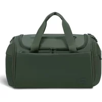 Green Lipault changing bag with dual handles, zippered top, and side pockets.