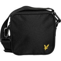 Black Lyle & Scott cross body bag with adjustable strap and yellow eagle logo on the front.