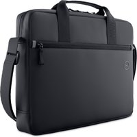 Black Dell EcoLoop briefcase with top handles, shoulder strap, and front zip pocket, fits 14-16 inch laptops.