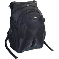 Black DELL 460-BBJP 16" backpack by Targus with multiple compartments and padded shoulder straps.