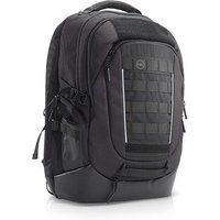 Black Dell Pro Rugged 18 Premium Backpack with multiple compartments, padded straps, and durable fabric.