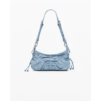 Light blue denim crossbody bag with gathered detailing and adjustable strap by Desigual.
