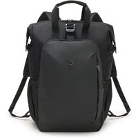 Black DICOTA Eco Dual GO backpack with top handles, multiple compartments, and sleek design for Microsoft Surface.